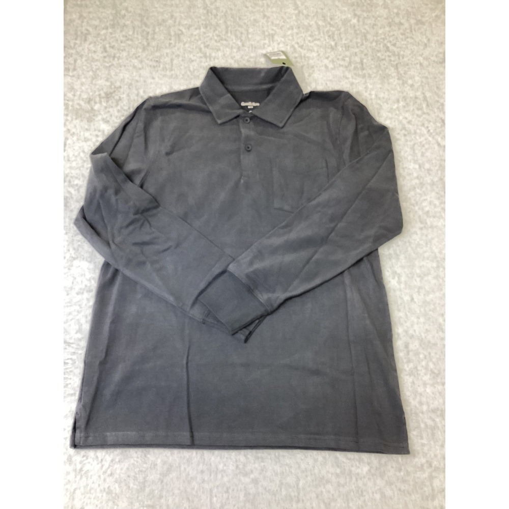 Goodfellow & Co Mens‎ LS Vintage Polo Shirt Charcoal Gray Medium NWT Z9G16X.